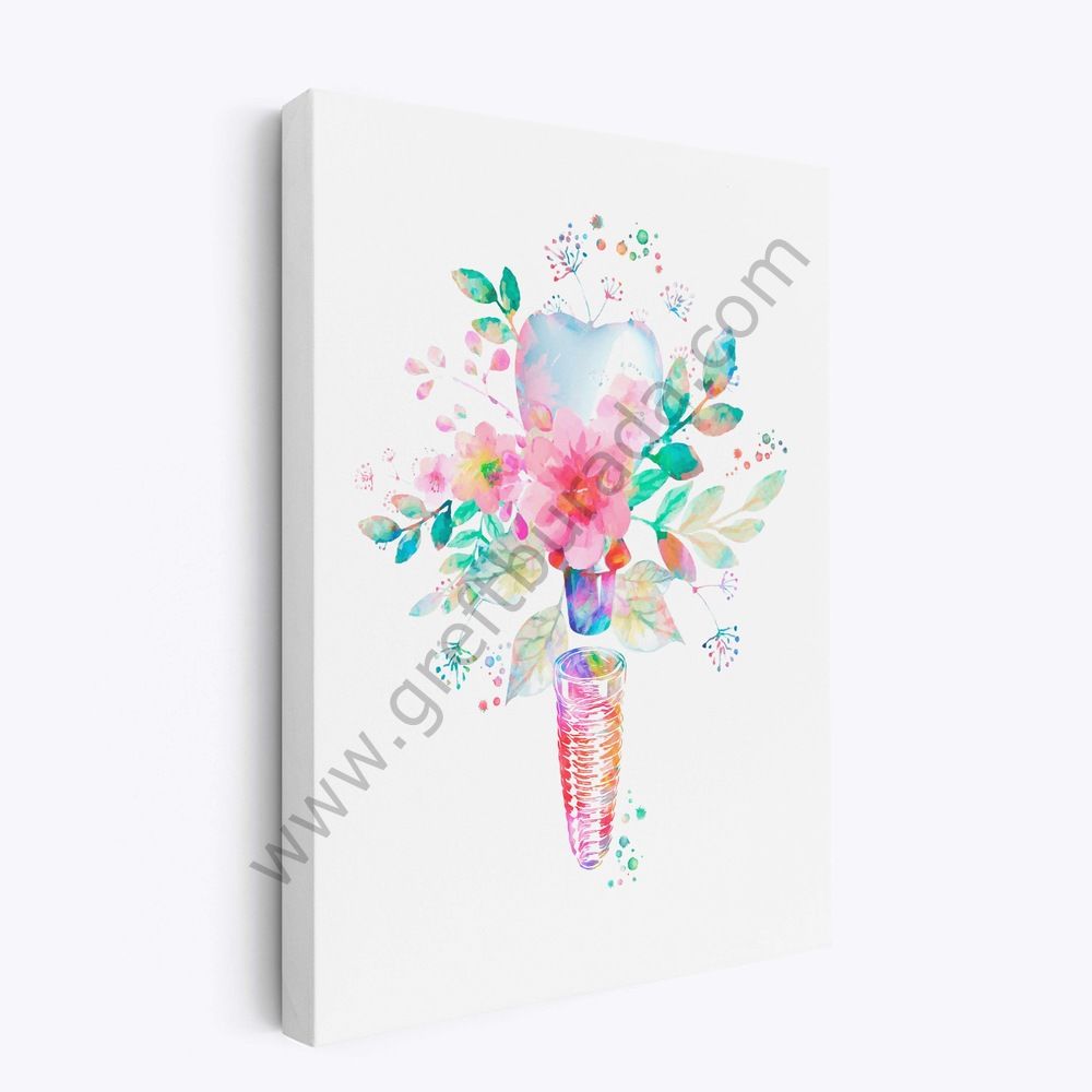 Dental Tablo - WATERCOLOR IMPLANT 40X60 CM KANVAS TABLO