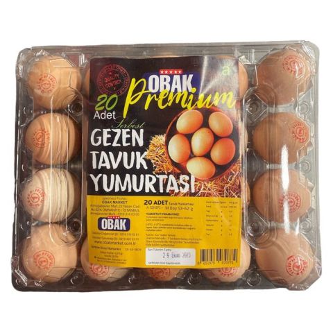 Obak Premium Serbest Gezen Tavuk Yumurtası 20'Li (Medium)