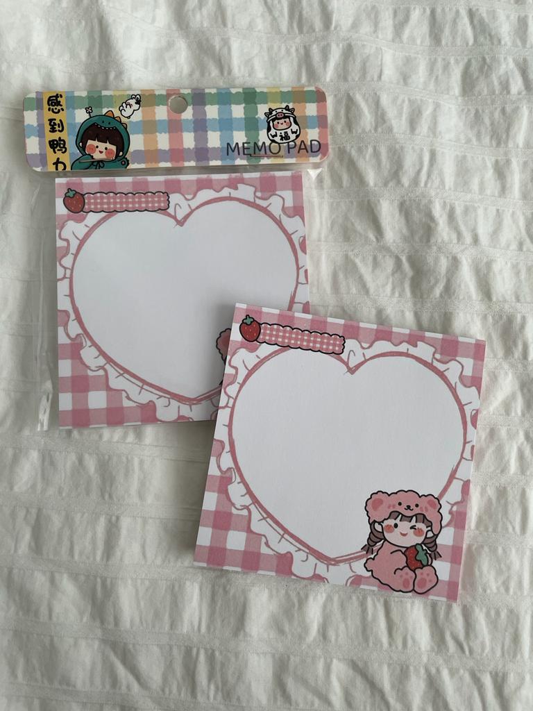 Strawberry Girl Memo Pad Kare Not Defteri