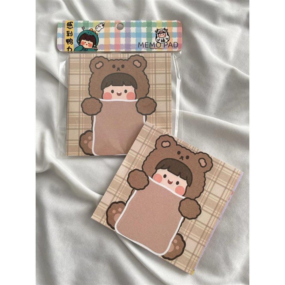 Bear Girl Memo Pad Kare Not Defteri