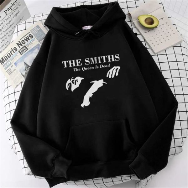 The Smiths Baskılı Siyah Kalın Kumaş Kapşonlu Sweatshirt