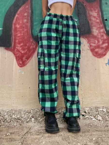 Yeşil Siyah Kareli Ekose Pantolon