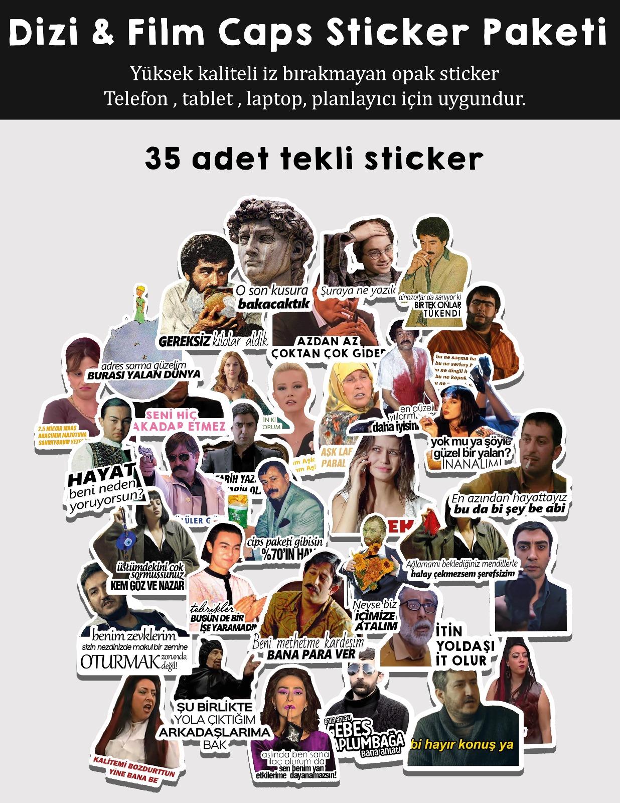 Dizi & Film Caps Sticker Paketi 35li