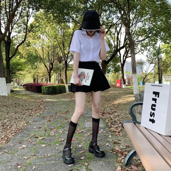 Siyah Oxford Harajuku Tarz Lolita Ayakkabı