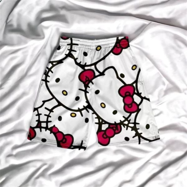 Harajuku hello Kitty Unisex Kırmızı Lastikli Şort