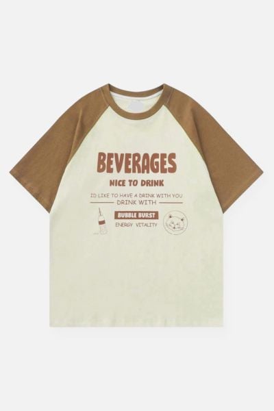 Bej Unisex Vizon Reglan Vintage Beverages Nice To Drink T-Shirt