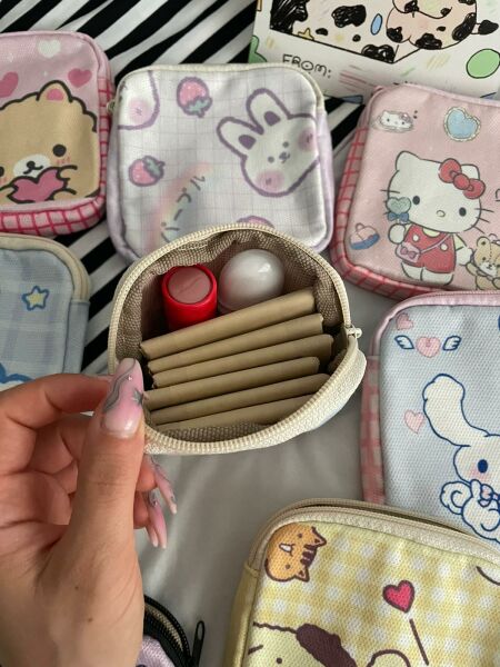 Kawaii Purple Bunny 2 Bölmeli Organizer Ped Çantası