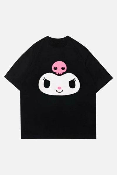 Siyah Unisex Anime Kuromi Harajuku T-Shirt