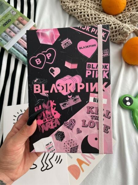 Black Pink Kolaj Lastikli Sert Kapak Defter