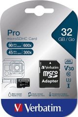 Verbatim 32GB 90MB/S Micro SD Pro Class 10 UHS-I(INC ADAPTOR)