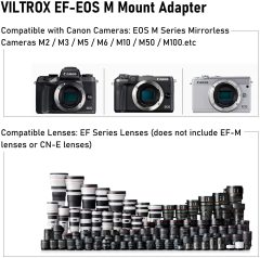 Viltrox  EF-EOS M / EF-EOS M Adaptor ( Canon EF - Canon EF-ES Yuvalı Gövde lensleri için )