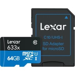 Lexar 64GB microSDXC 100MB/sn 4K Class 10 Hafıza Kartı + SD Adaptör