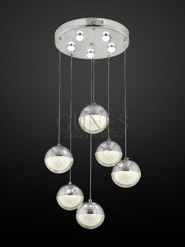 ÖZMER AD-043 KROM 6LI SARKIT LED AVİZE