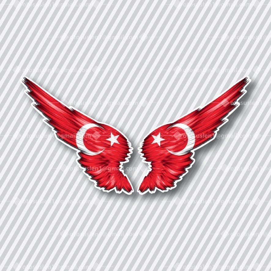 Türk Bayrağı Kanat Modeli Sticker