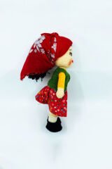 Amigurumi Organik Örgü Oyuncak Yöresel Kız Bebek / Kırmızı