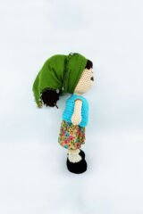 Amigurumi Organik Örgü Oyuncak Yöresel Kız Bebek / Koyu Yeşil