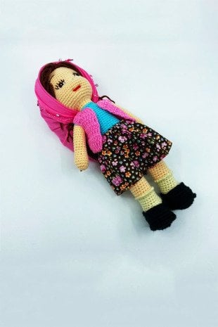 Amigurumi Organik Örgü Oyuncak Yöresel Kız Bebek / Pembe