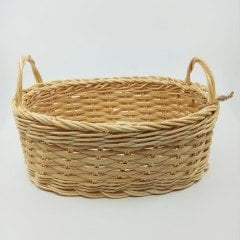 El Yapımı Rattan Saplı Oval Sepet