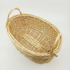 El Yapımı Rattan Saplı Oval Sepet