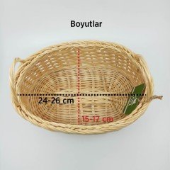 El Yapımı Rattan Saplı Oval Sepet