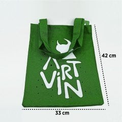 Artvin Logo Baskılı Koton Askılı Çanta / Yeşil