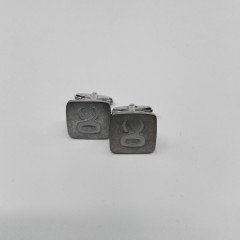 Artvin Boğası-3 Kare Beyaz Mineli Gümüş Kaplama Kol Düğmesi / 925 Ayar Gümüş Arkalık