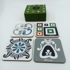 Artvin Camiler 4'Lü Mantar Bardak Altlığı Set Kutulu / 9X9 CM