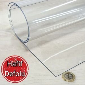 Hafif Defolu - Şeffaf PVC 1,6 mm Kalın Masa Örtüsü
