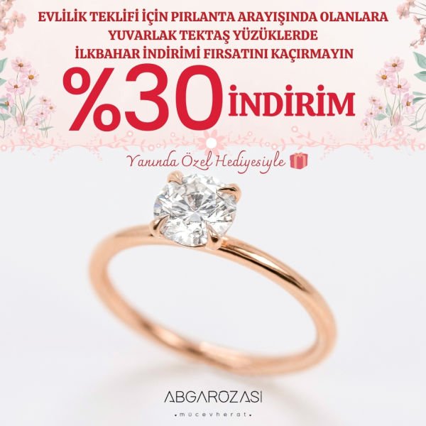 0,50 Karat (E-SI2) GIA Sertifikalı Yuvarlak Kesim Pırlanta Tektaş Yüzük