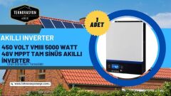 Güneş Enerjisi Hibrit Paket 5Kva Mppt İnverter 455 watt Güneş Paneli 200 Amper Jel Akü  İ-2000W 48V Rüzgar Türbini + Hibrit Şarj Kontrol