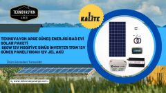 Teknovayon Arge Güneş Enerjisi Bağ Evi Solar Paketi 600W 12V Modifiye Sinüs İnverter 170W 12V Güneş Paneli 100Ah 12V Jel Akü