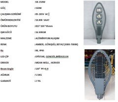 150 WATT 220 VOLT LED SOKAK AYDINLATMA