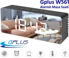 Gplus W561 Çift Alarmlı Dijital LED Termometreli Aynalı Alarmlı Masa Saati