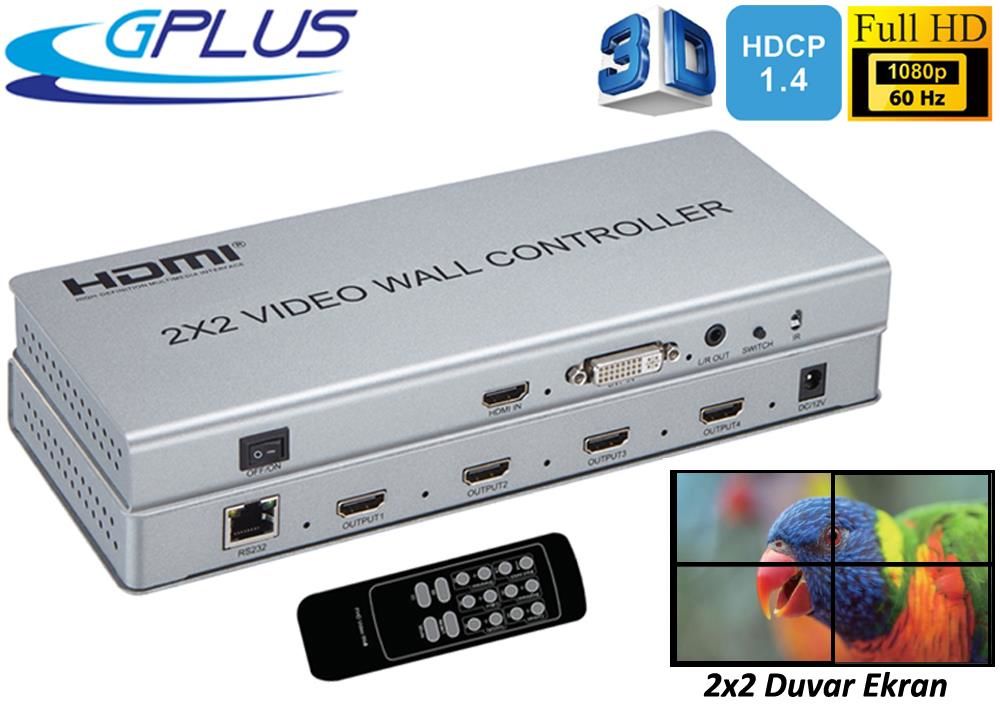 Gplus FHDVW242 2x2 Video Wall Controller Duvar Ekran Genişletici