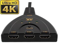 Gplus 4K303B 3 Giriş 1 Çıkış Pigtail Kablolu 4K 2160p HDMI Switch