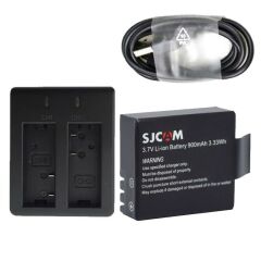 Orjinal SJCAM 5000 Yedek Batarya ve Çiftli USB Şarj Cihazı Seti