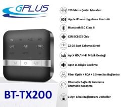 Gplus TX200 Bluetooth 5.0 Transmitter AptX Ses Alıcı Verici TX RX