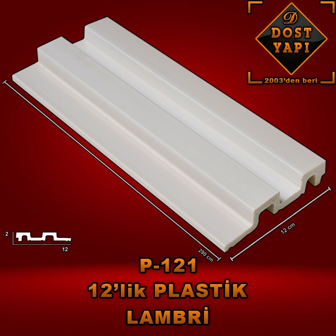 PLASTİK LAMBRİ 12 CM = 1 ad = 2,90 mt