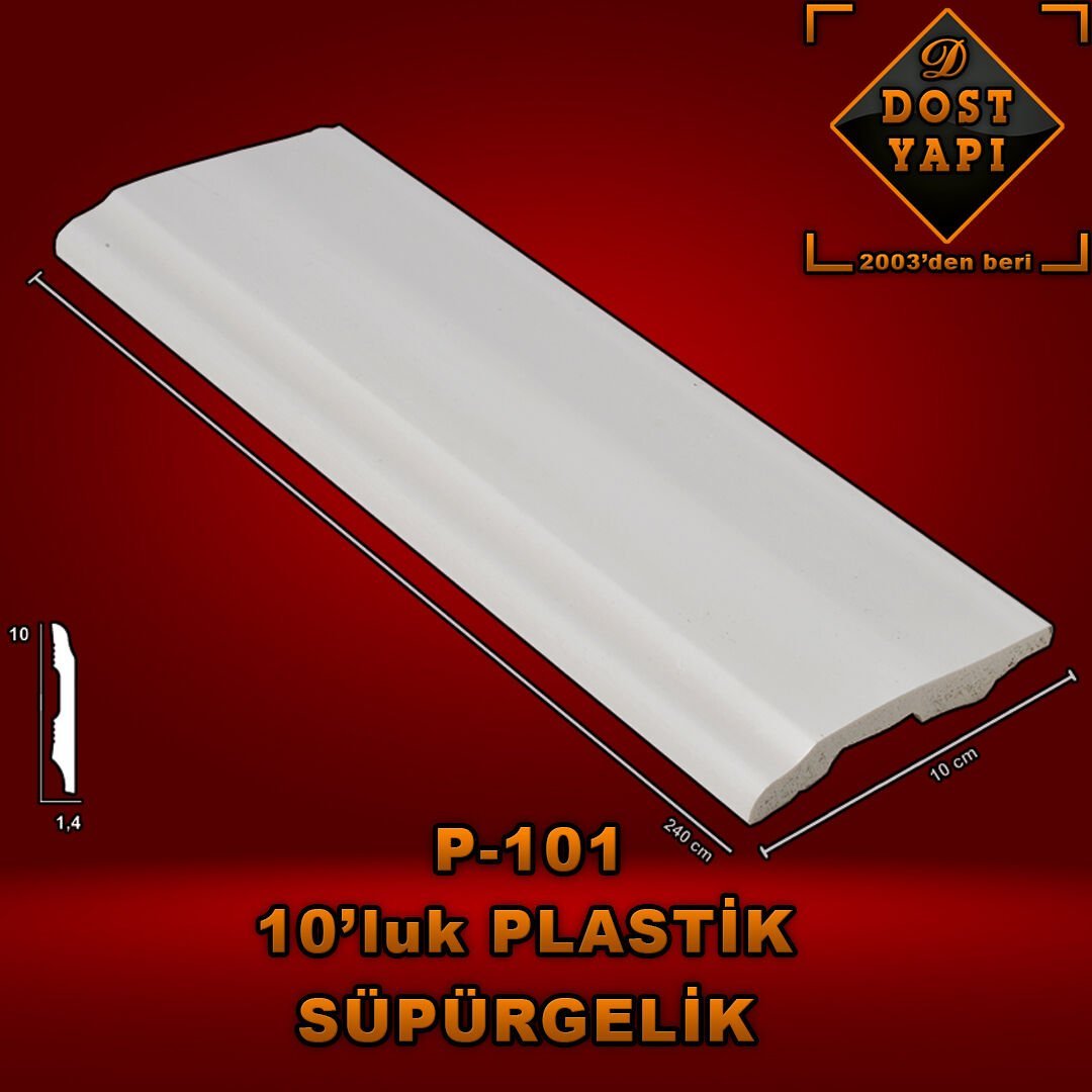 PLASTİK SÜPÜRGELİK 10 CM 1 ADET = 2,40 cm