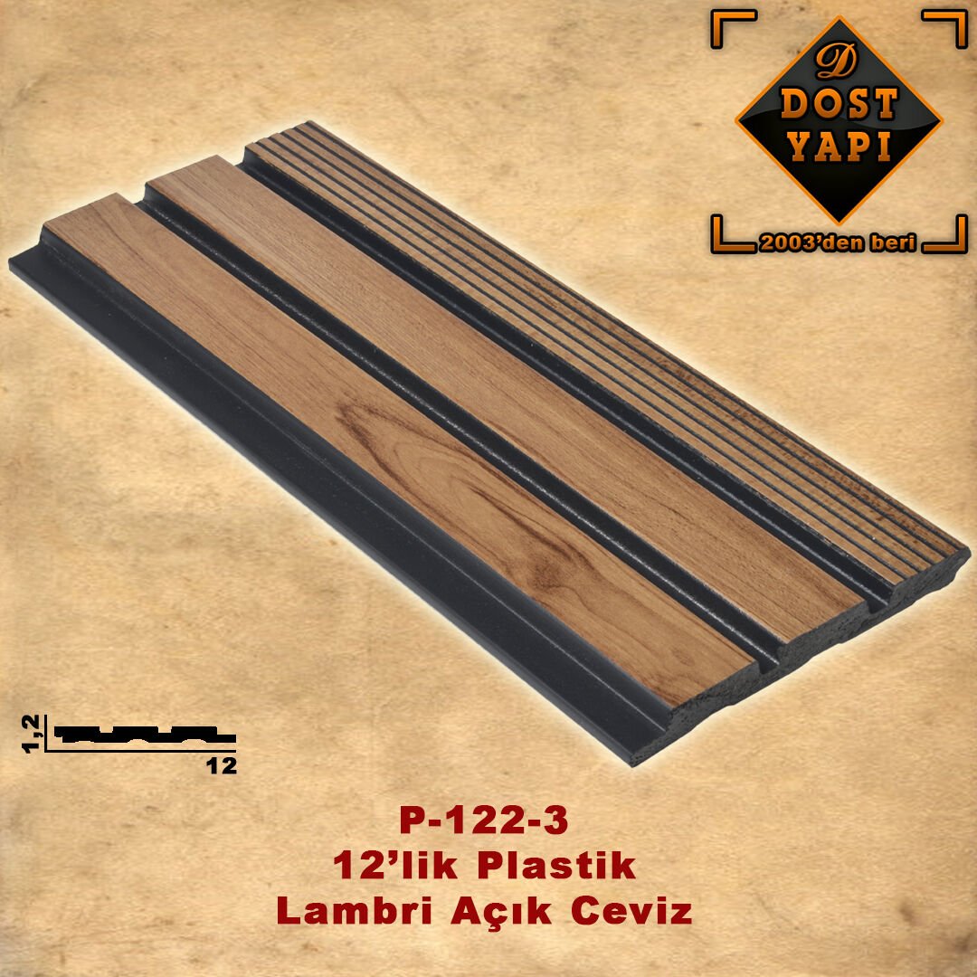 PLASTİK LAMBRİ 12 CM = 1 ad = 2,90 mt