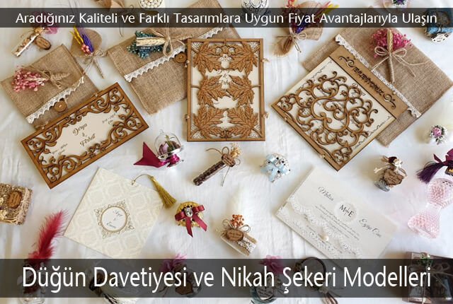 Düğün Davetiyesi, Nikah Şekeri ve Nişan Tepsisi Modelleri