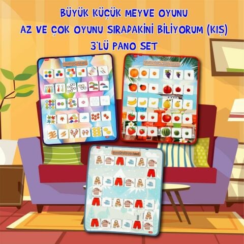 3 Set - 87 Parça  Az - Çok , Büyük - Küçük Meyve ve Sıradakini Bi