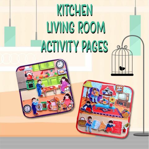 2 Set - 30 Parça Oturma Odası ve Mutfak Keçe Cırtlı Aktivite Sayf