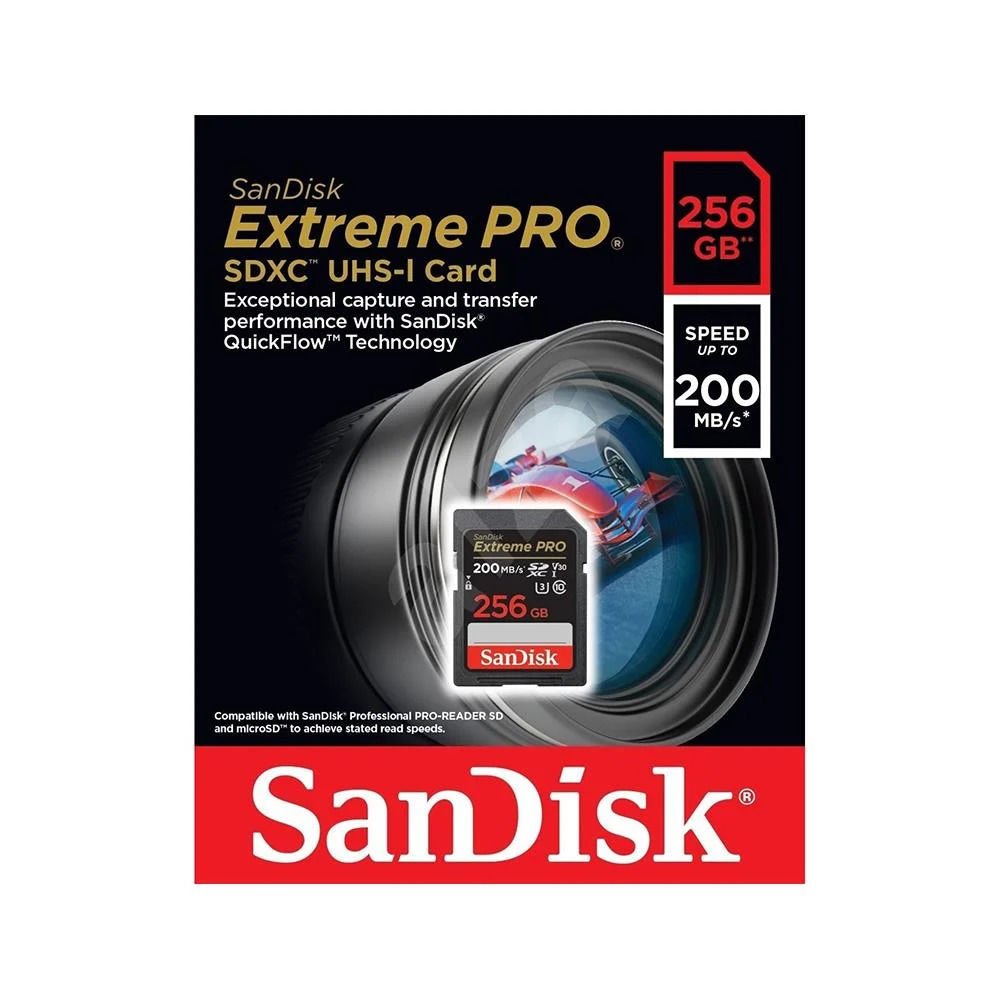 Sandisk Extreme Pro 256 GB SDHC Hafıza Kartı (200MB/S)