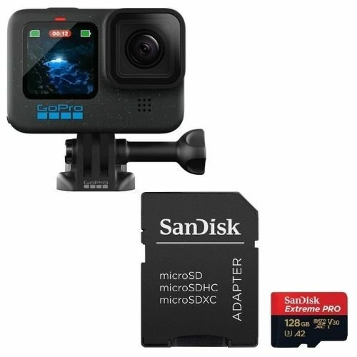 Gopro HERO 12 BLACK Aksiyon Kamerası + Sandisk Extreme Pro 128GB MicroSDXC 200MB/s Hafıza Kartı