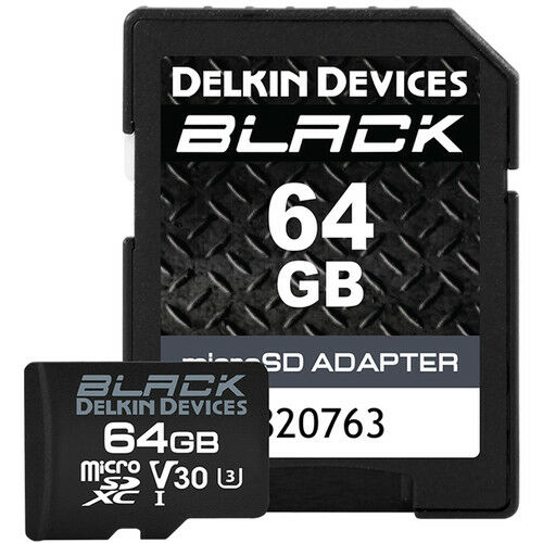 Delkin Devices 64GB BLACK UHS-I V30 MicroSDXC Hafıza Kartı + SD Adapter