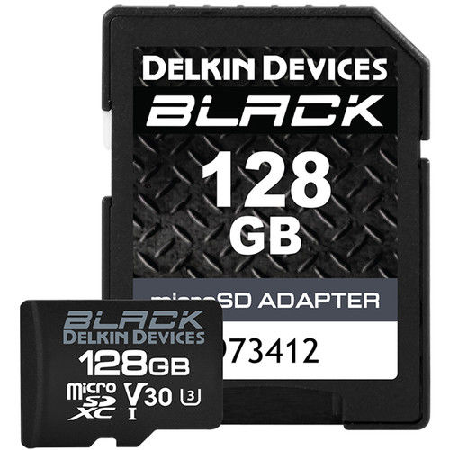 Delkin Devices 128GB BLACK UHS-I V30 MicroSDXC Hafıza Kartı + SD Adapter