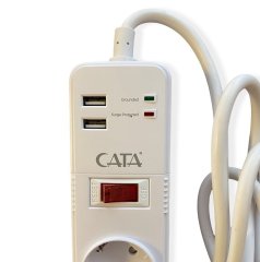 Cata CT-3000 Piton Akım Korumalı 5'li Grup Priz 918 Joule 2 USB Hızlı Şarj