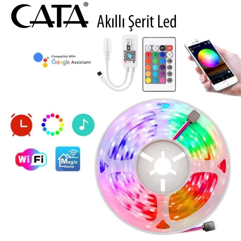 Cata CT-4030 Akıllı RGB Şerit Led 18w 16 Milyon Renk (Sesli Kontrol)