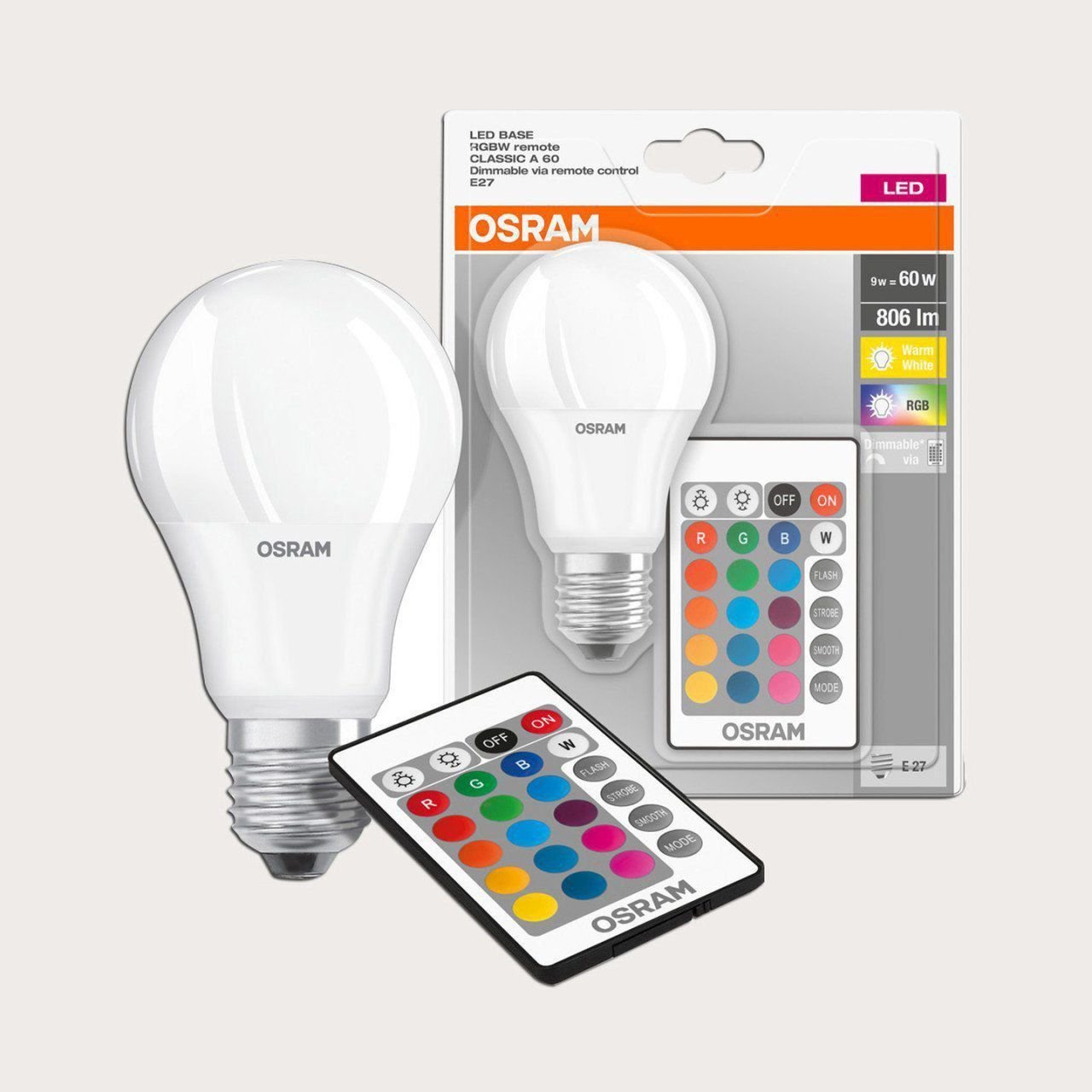 Osram 9W Kumandalı RGB Ampul 3000K